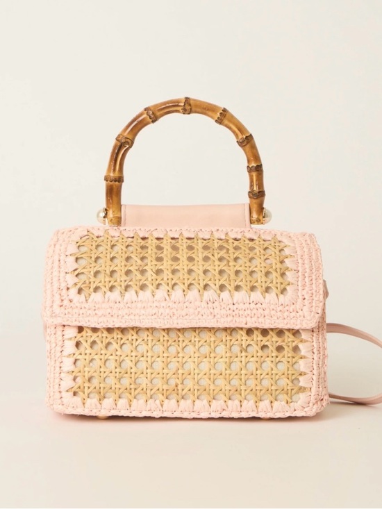 Btb Los Angeles Handbags - BTB Elodie Rattan handbag with bamboo handle